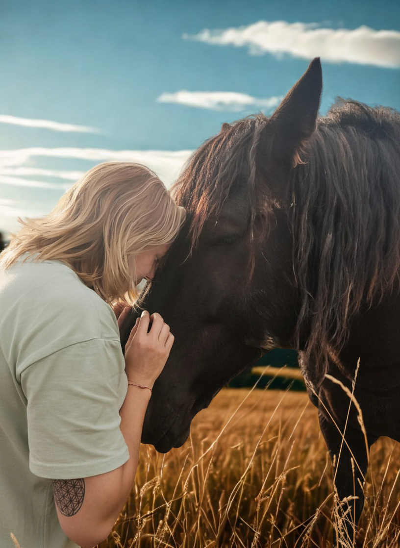Mélanie Hubert avec un cheval